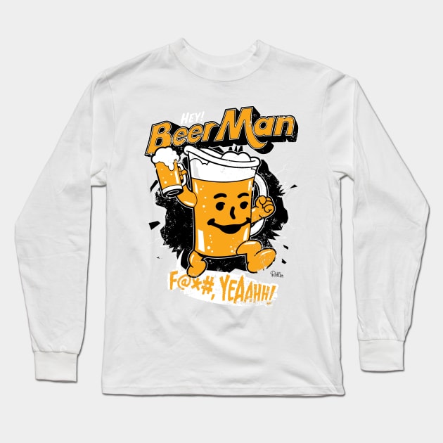 Hey, Beer Man! Long Sleeve T-Shirt by Captain_RibMan